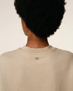 Sweatshirt Beige Ami De Coeur Contrasté En Coton