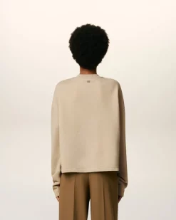 Sweatshirt Beige Ami De Coeur Contrasté En Coton