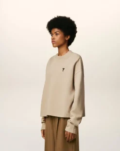 Sweatshirt Beige Ami De Coeur Contrasté En Coton
