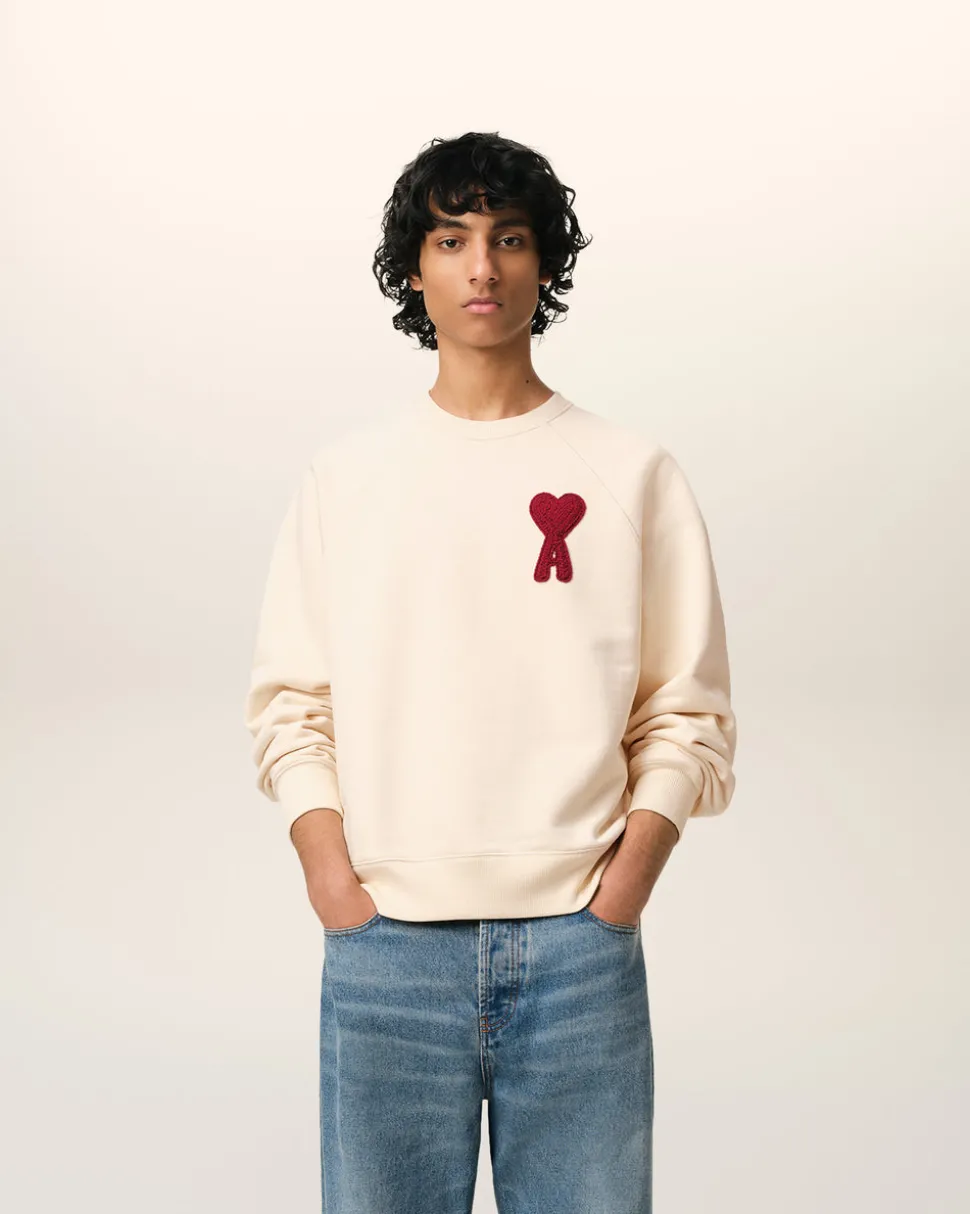 Sweatshirt Beige Patch Ami de Coeur En Coton