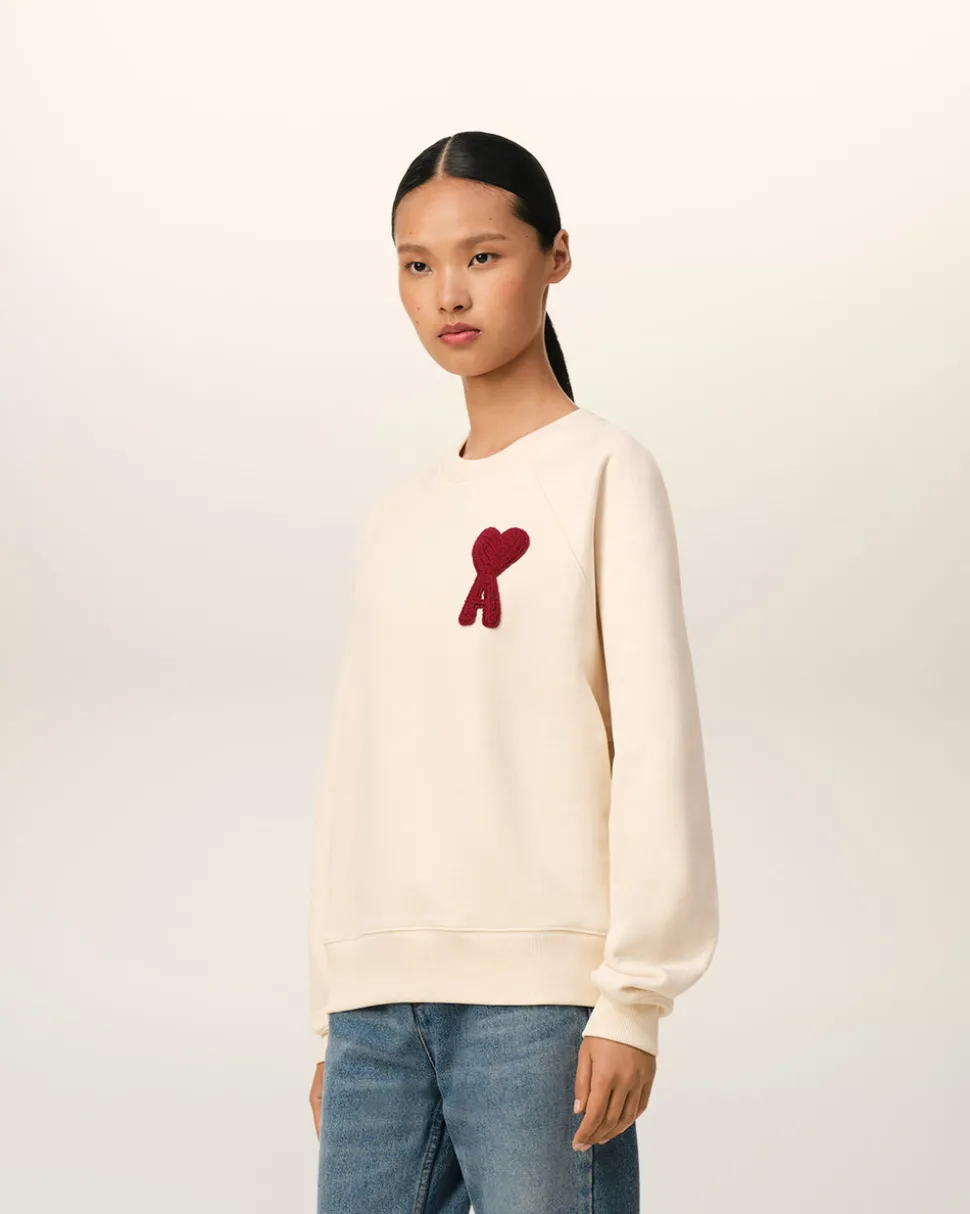 Sweatshirt Beige Patch Ami de Coeur En Coton