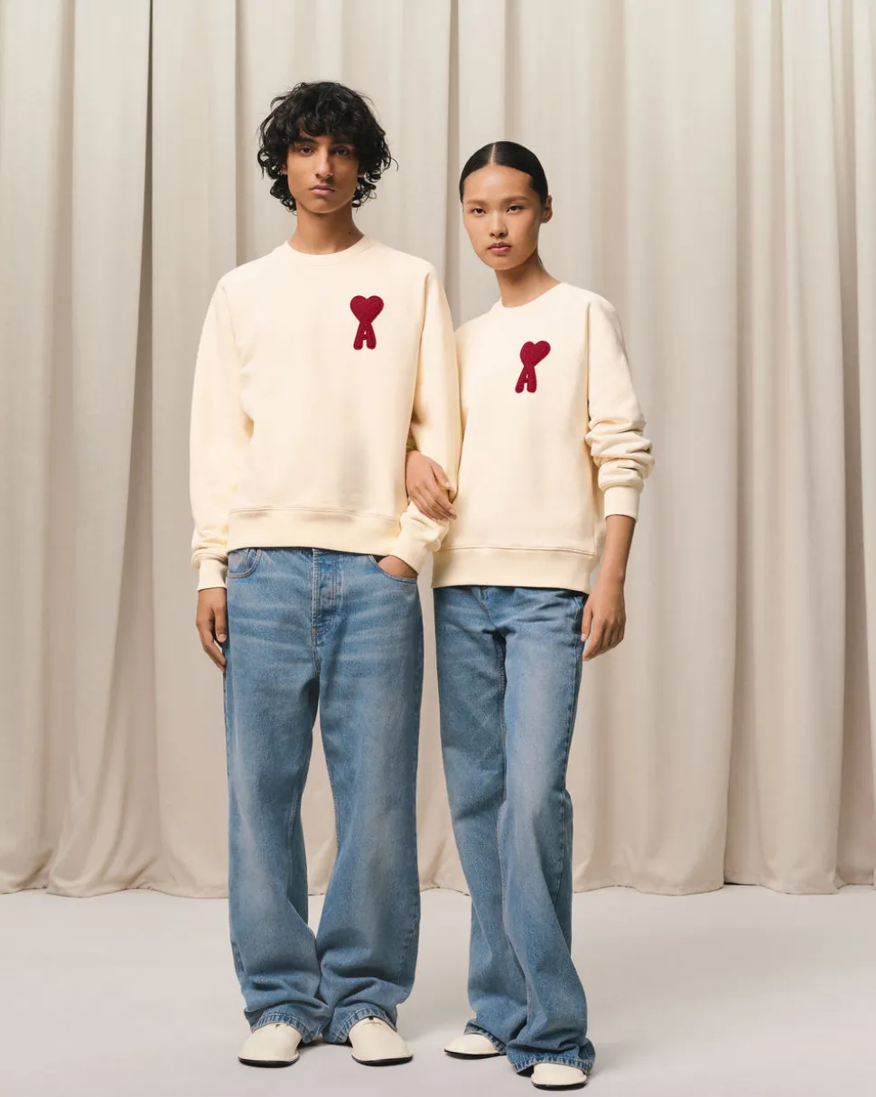 Sweatshirt Beige Patch Ami de Coeur En Coton