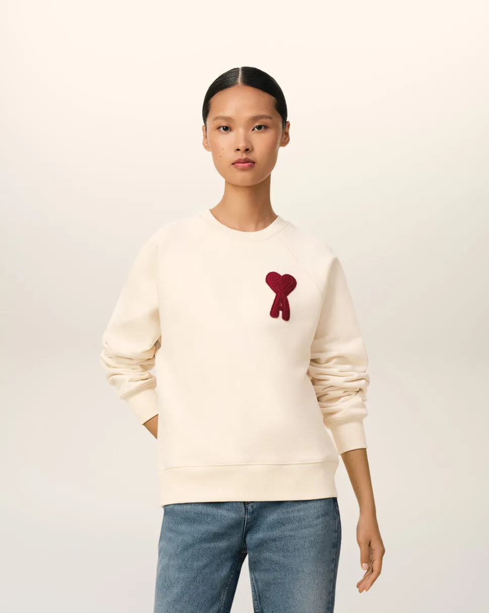 Sweatshirt Beige Patch Ami de Coeur En Coton