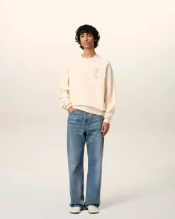 Sweatshirt Beige Patch Ami de Coeur En Coton