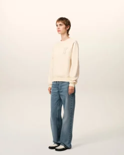 Sweatshirt Beige Patch Ami de Coeur En Coton