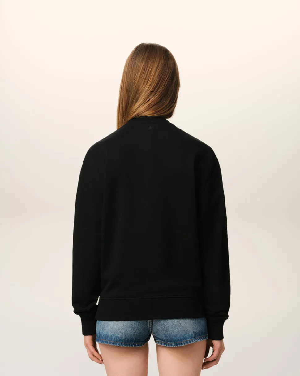 Sweatshirt Noir Ami De Coeur En Coton Biologique