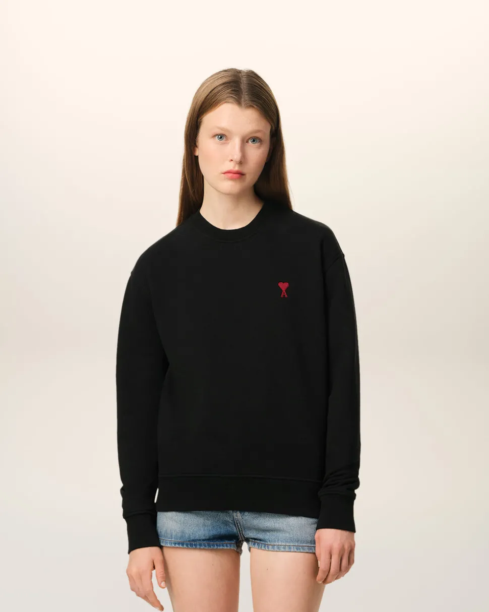 Sweatshirt Noir Ami De Coeur En Coton Biologique