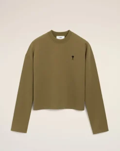 Sweatshirt Vert Ami De Coeur Contrasté En Coton