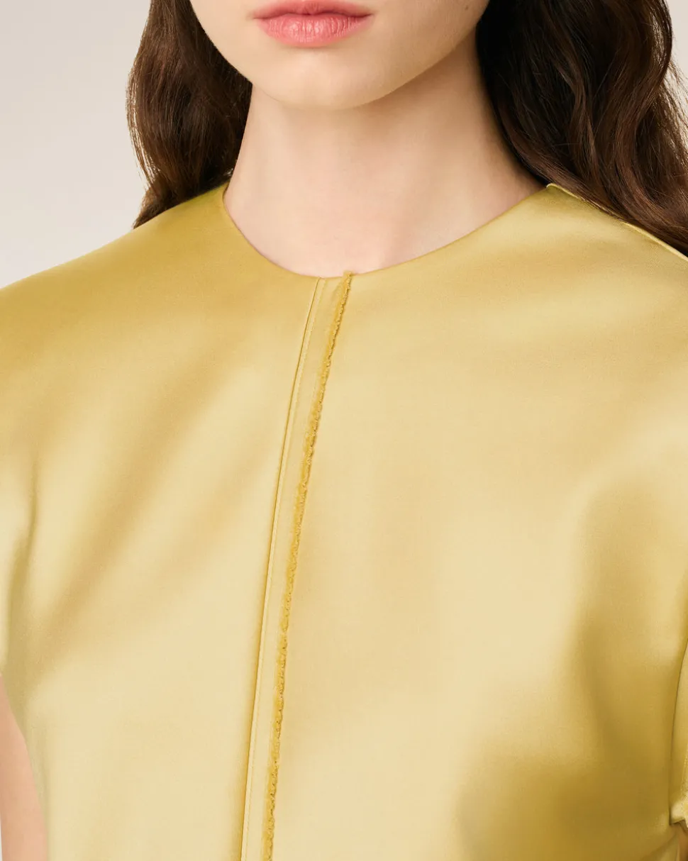 Top Vert Sans Manches En Satin