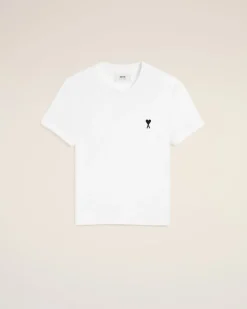T-shirt Blanc Ami De Coeur Croppé En Coton