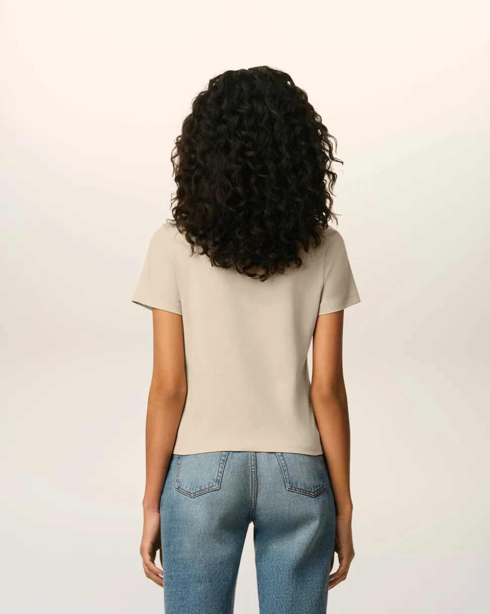 T-shirt Beige Ami De Coeur Croppé En Coton
