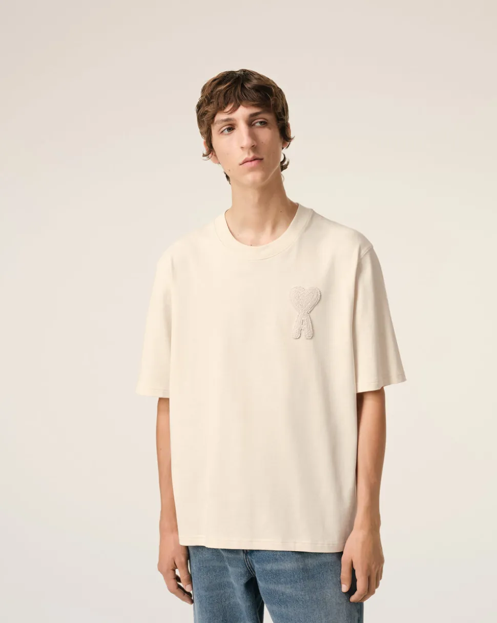 T-Shirt Beige Patch Ami de Coeur En Coton