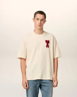 T-Shirt Beige Patch Ami de Coeur En Coton