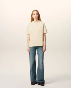 T-shirt Blanc Manches Courtes En Coton