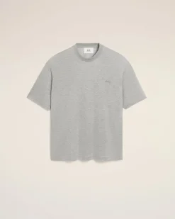 T-shirt Gris Manches Courtes En Coton