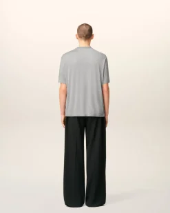 T-shirt Gris Manches Courtes En Coton