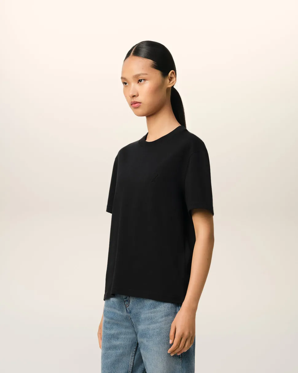 T-shirt Noir Ami De Coeur En Coton Biologique