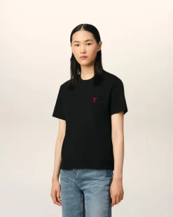 T-shirt Noir Ami De Coeur En Coton Biologique