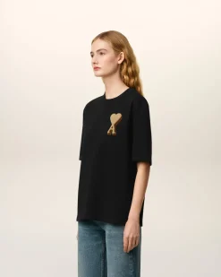 T-shirt Noir Ami De Coeur En Coton