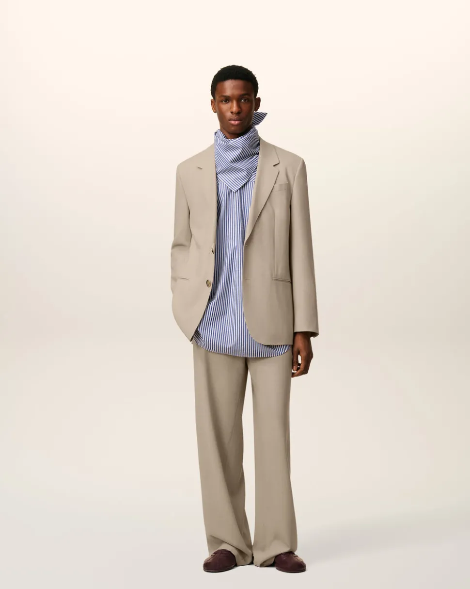 Veste Beige de Tailleur En Laine