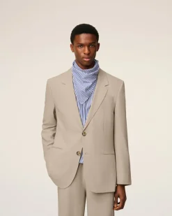 Veste Beige de Tailleur En Laine