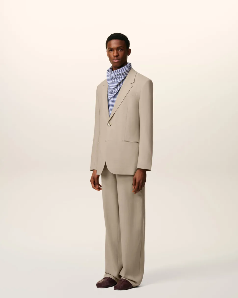 Veste Beige de Tailleur En Laine