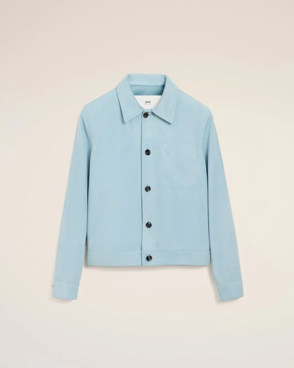 Veste Bleue Boutonnée Ami De Coeur En Cuir