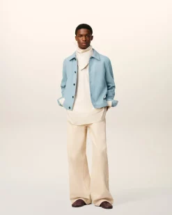 Veste Bleue Boutonnée Ami De Coeur En Cuir