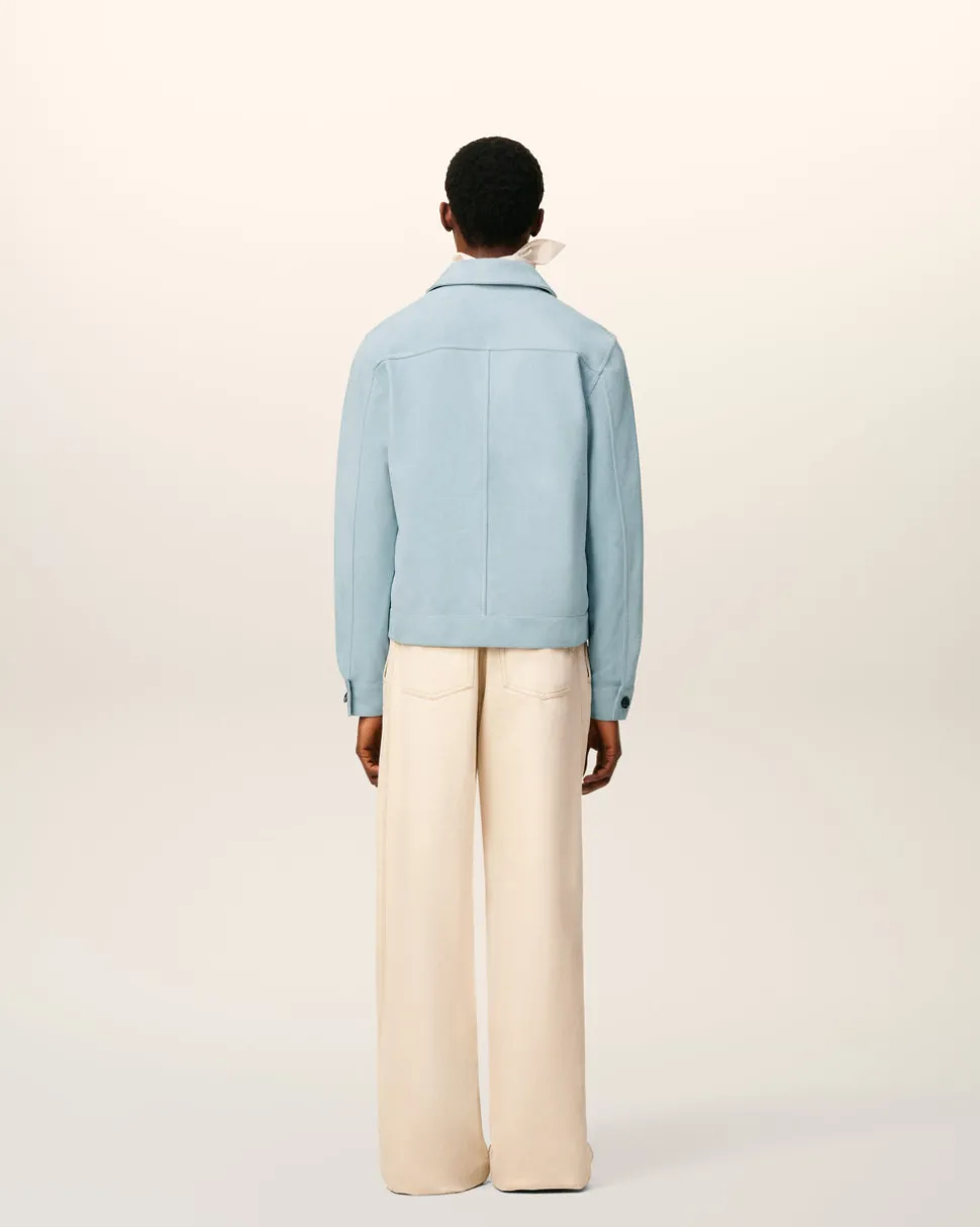 Veste Bleue Boutonnée Ami De Coeur En Cuir