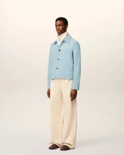 Veste Bleue Boutonnée Ami De Coeur En Cuir