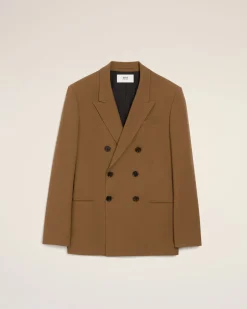 Veste Croisée Marron En Laine