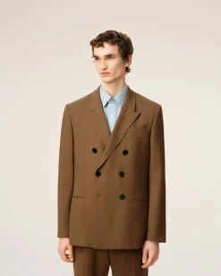 Veste Croisée Marron En Laine