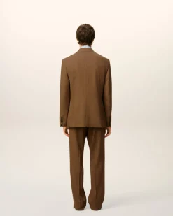 Veste Croisée Marron En Laine