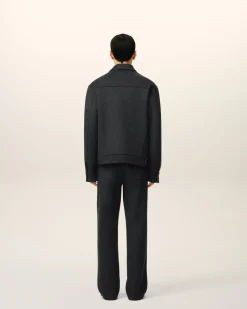 Veste Grise Trucker En Laine