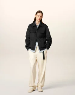 Veste Grise Trucker En Laine