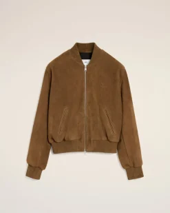 Veste Marron Zippée En Cuir