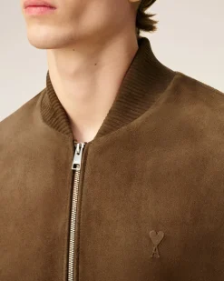 Veste Marron Zippée En Cuir