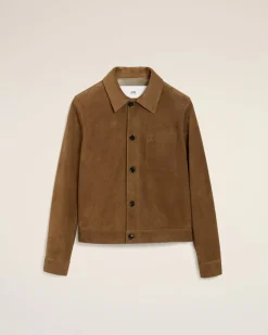 Veste Marron Boutonnée Ami De Coeur En Cuir