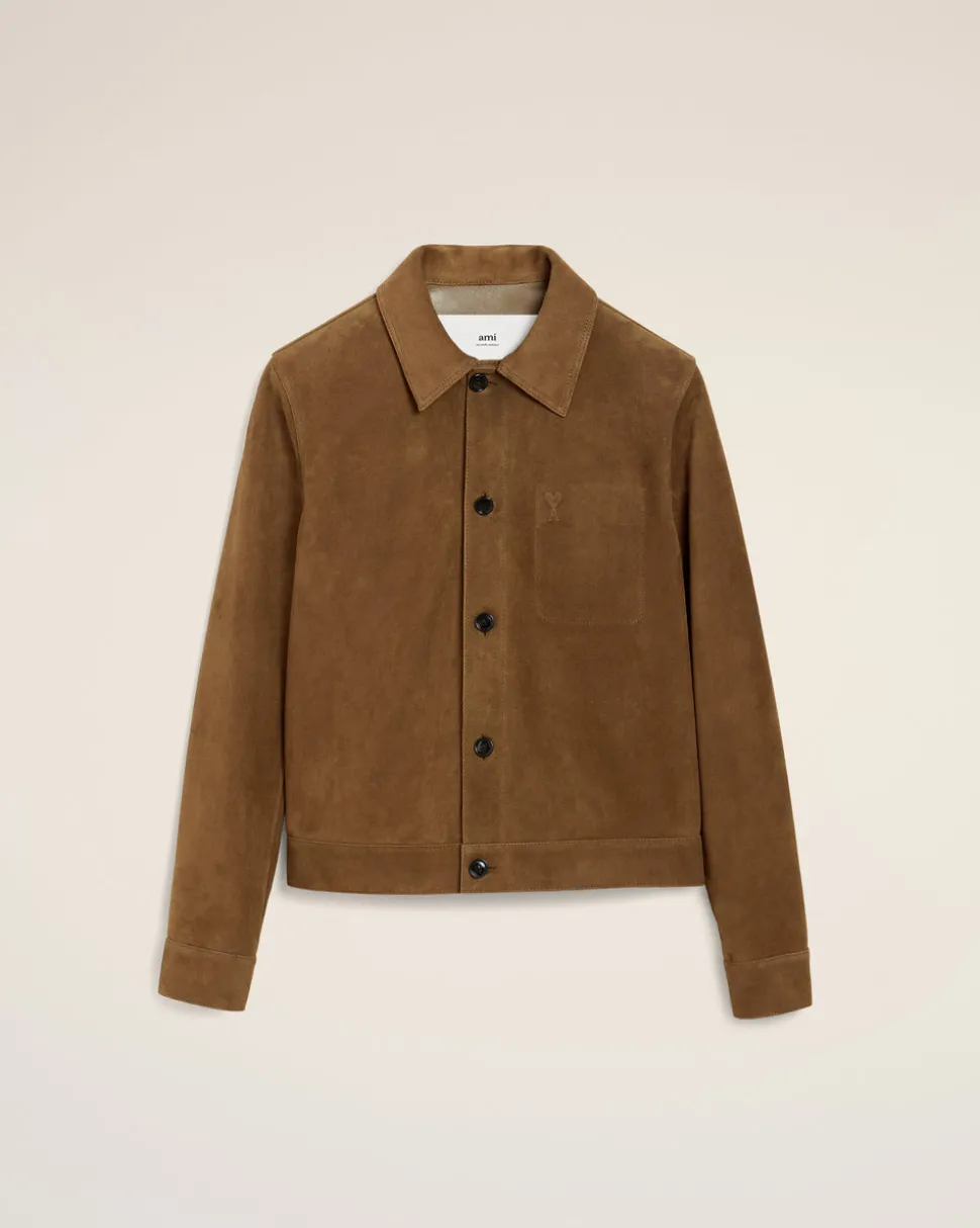 Veste Marron Boutonnée Ami De Coeur En Cuir