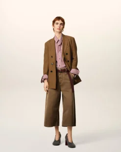 Veste Marron Croisée 6 Boutons En Laine