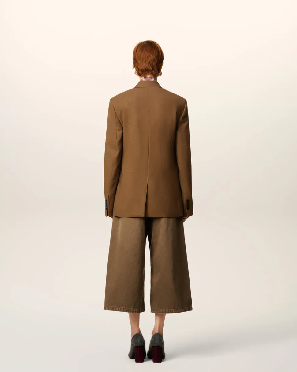 Veste Marron Croisée 6 Boutons En Laine