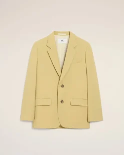 Veste Verte Ample Deux Boutons En Laine