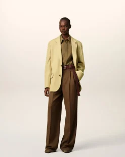 Veste Verte Ample Deux Boutons En Laine