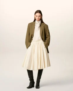 Veste Verte Ample Deux Boutons En Laine