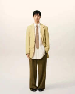 Veste Verte Deux Boutons Ample En Laine