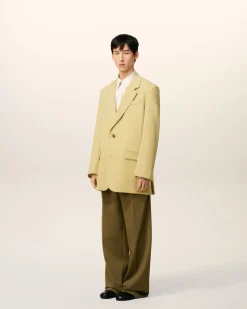 Veste Verte Deux Boutons Ample En Laine