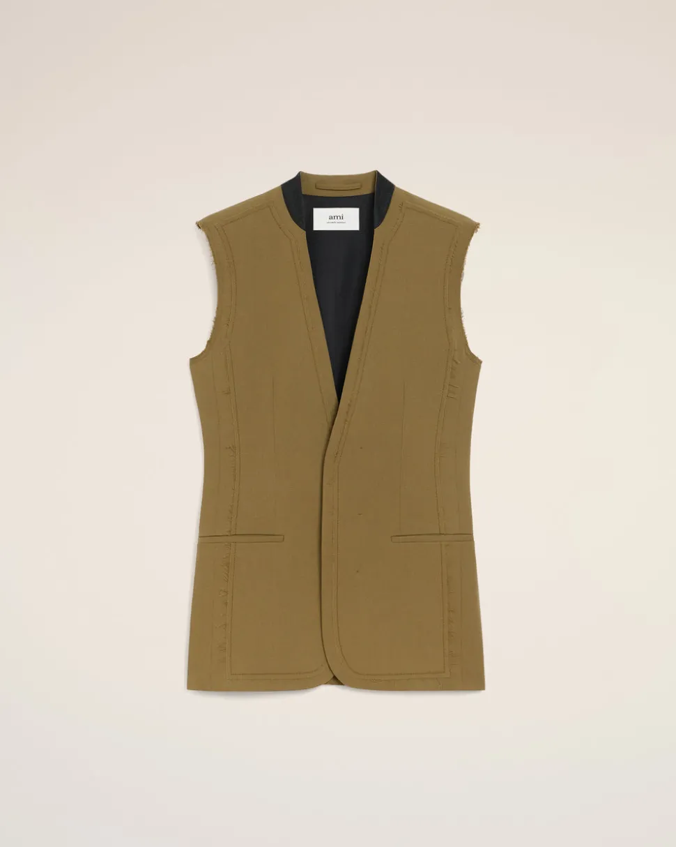 Veste Verte Sans Manches En Laine