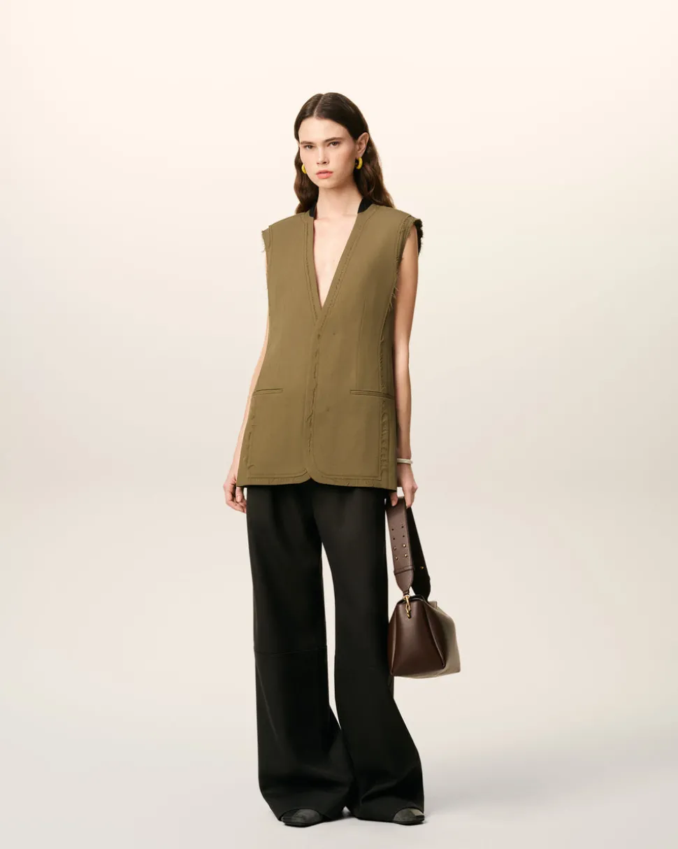 Veste Verte Sans Manches En Laine