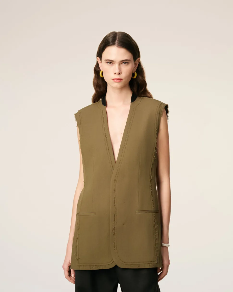 Veste Verte Sans Manches En Laine