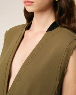 Veste Verte Sans Manches En Laine